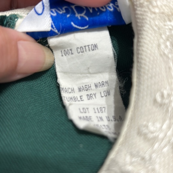 Jan Briggs VTG Christmas Dress Baby Girls Green Velvet Cream Ruffle Lace 18M - Picture 12 of 12